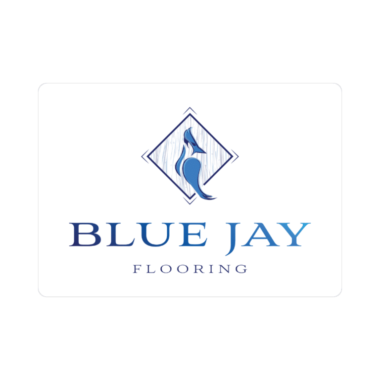 business card mockup with blue jay flooring logo
