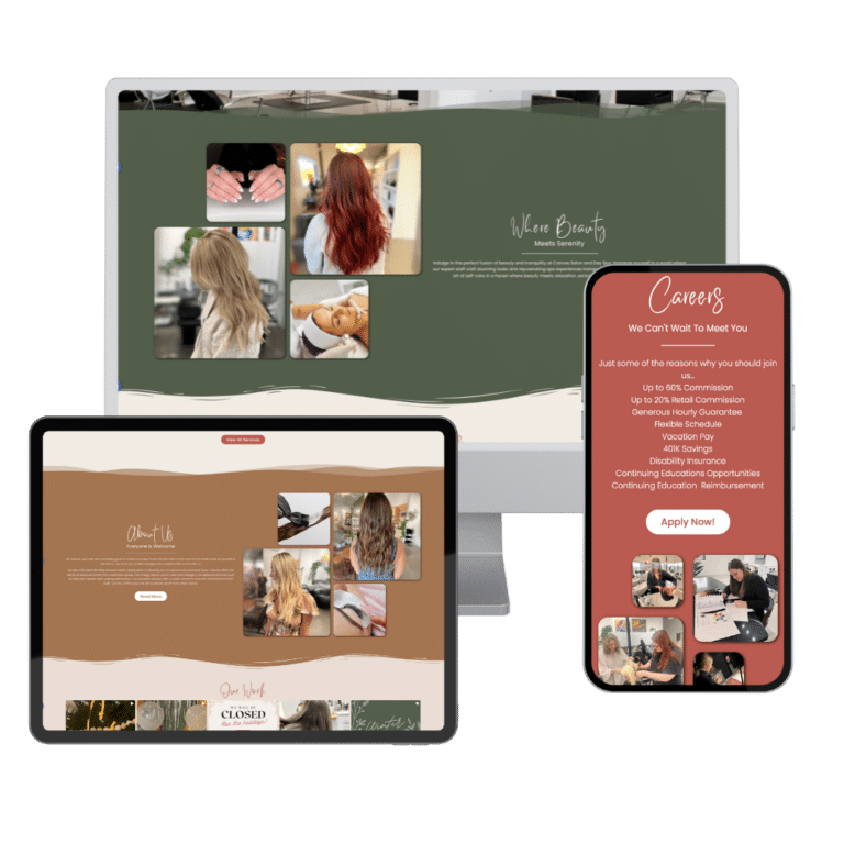 custom website design shown on desktop, tablet and mobile