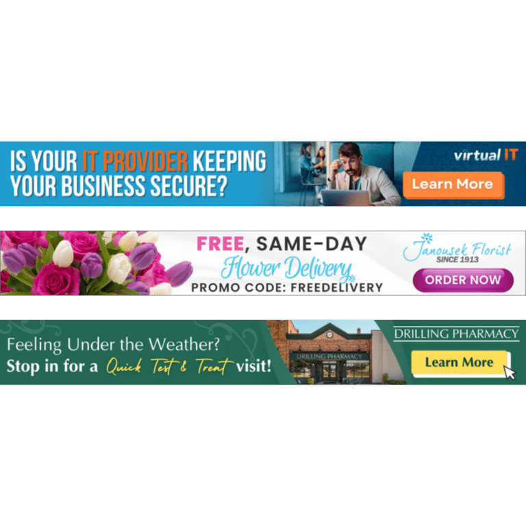 google ads examples for three different businesses