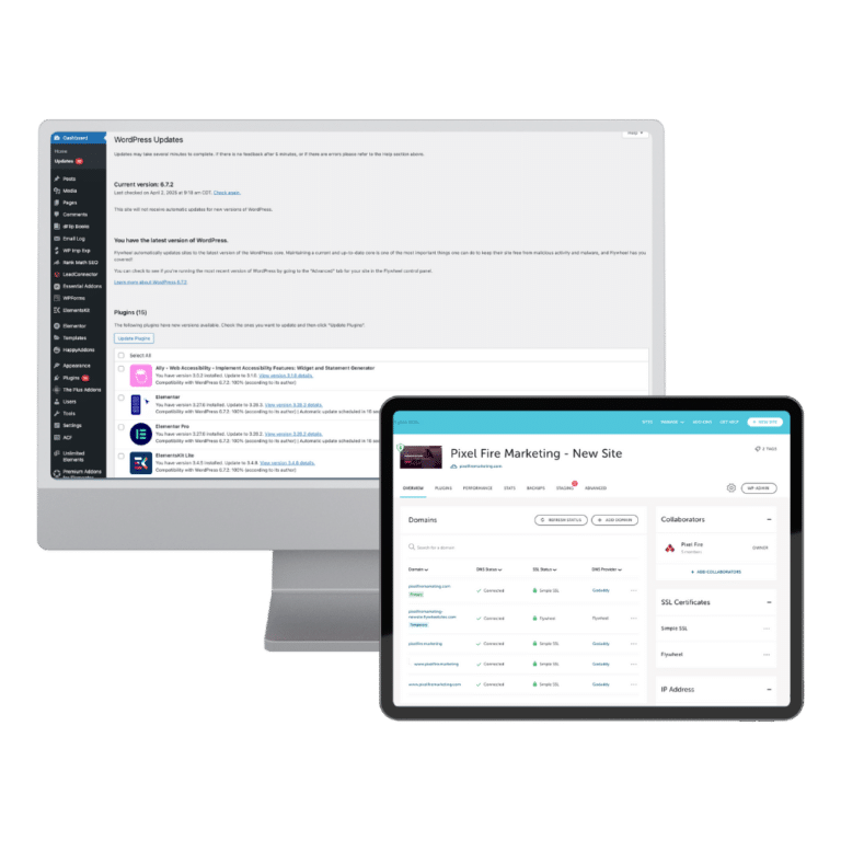 hosting and maintenance shown on desktop and tablet